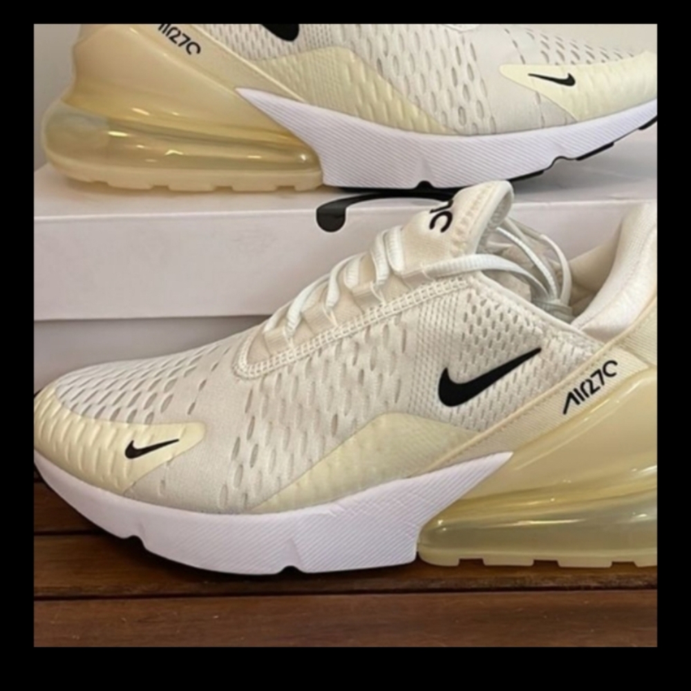 Nike Air Max 270 Sail Coconut Milk Black Sneakers Women’s Athletic Shoes NWT Box - Picture 7 of 11